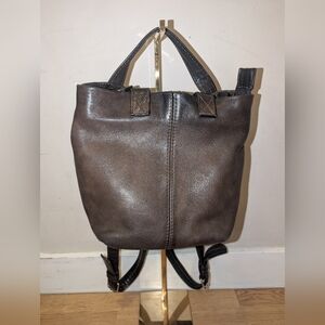 Brown Leather Backpack With Top Strap
